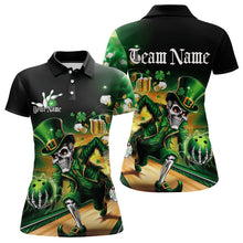 Load image into Gallery viewer, Custom Funny St Patricks Day Leprechaun Skull With Beer Bowling Team Polo Shirt Team Outfit IPHW8606