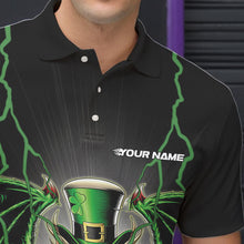 Load image into Gallery viewer, Custom Black And Green St Patricks Dragon Bowling Polo Shirts For Men, Lucky Dragon Bowling IPHW8609