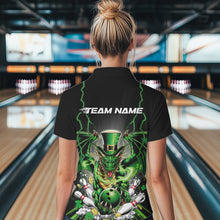 Load image into Gallery viewer, Custom Green St Patricks Dragon Bowling Womens Quarter-Zip Shirts, Lucky Dragon Bowling IPHW8609