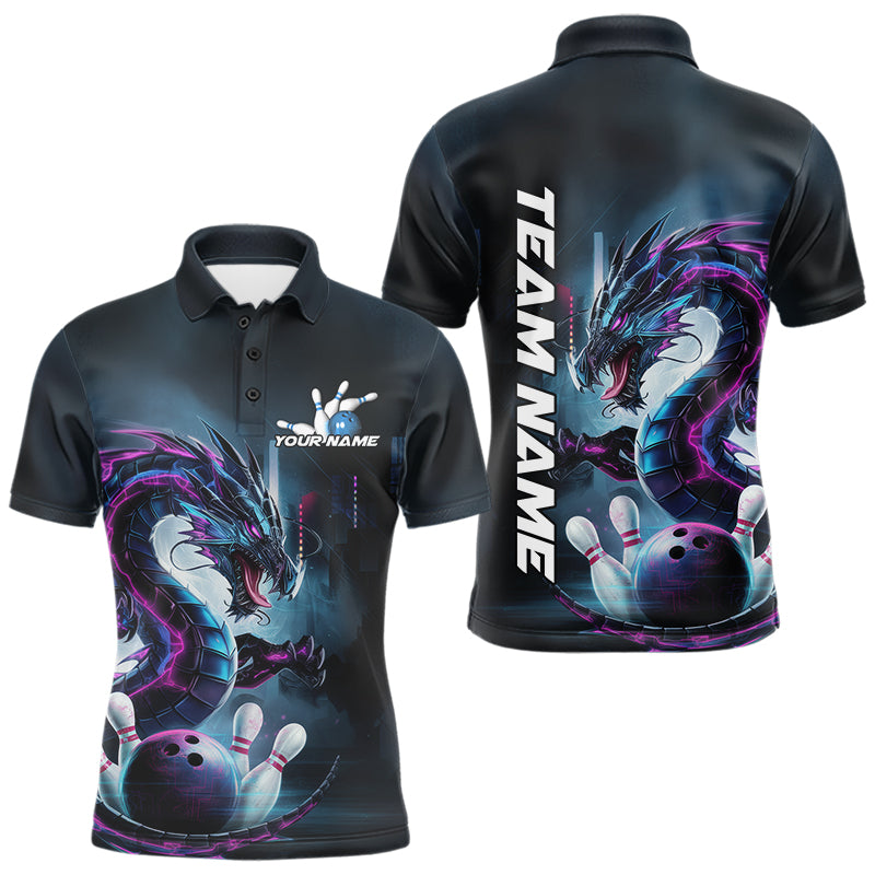 Custom Futuristic Style Dragon Bowling Polo Shirts For Men, Dragon Bowling Outfits IPHW8914