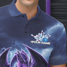 Load image into Gallery viewer, Custom Blue Thunder Lightning Purple Dragon Bowling Team Men Polo Shirts, Bowlers Outfit IPHW8922