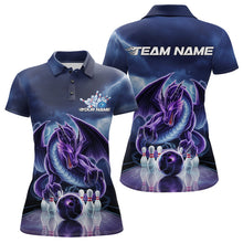 Load image into Gallery viewer, Custom Blue Thunder Lightning Purple Dragon Bowling Team Women Polo Shirts, Bowlers Outfit IPHW8922