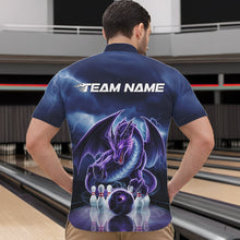 Load image into Gallery viewer, Custom Blue Thunder Lightning Purple Dragon Bowling Team Men Quarter-Zip Shirts, Bowlers Outfit IPHW8922
