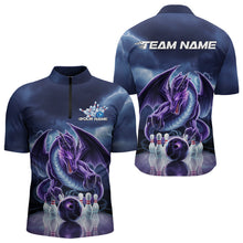 Load image into Gallery viewer, Custom Blue Thunder Lightning Purple Dragon Bowling Team Men Quarter-Zip Shirts, Bowlers Outfit IPHW8922