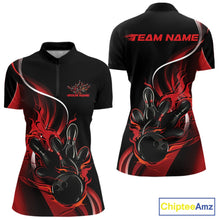 Load image into Gallery viewer, Custom Red Flame Bowling Women Jerseys, Bowling Team League Shirt Bowlers Jerseys IPHW11295