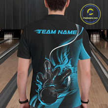Load image into Gallery viewer, Custom Blue Flame Bowling Men Jerseys, Bowling Team League Shirt Bowlers Jerseys IPHW11296