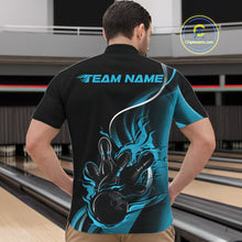 Load image into Gallery viewer, Custom Blue Flame Bowling Men Jerseys, Bowling Team League Shirt Bowlers Jerseys IPHW11296