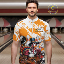 Load image into Gallery viewer, Custom Yellow Turkey Bowling Men Quarter-Zip Shirts, Funny Thanksgiving Bowling Team Shirts IPHW9717