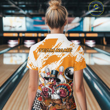 Load image into Gallery viewer, Custom Yellow Turkey Bowling Women Quarter-Zip Shirts, Funny Thanksgiving Bowling Shirts IPHW9717