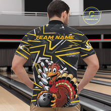 Load image into Gallery viewer, Custom Funny Turkey Bowling Jerseys, Yellow Thanksgiving Bowling Team Men Quarter-Zip Shirt IPHW9722