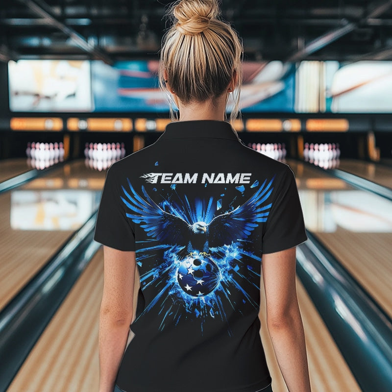 Black And Blue Eagle Break Glass Custom Bowling Quarter-Zip Shirts For Women Team Shirt IPHW8398