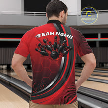 Load image into Gallery viewer, Custom Red Flame Bowling Jerseys, Bowling Team Men Quarter-Zip Shirt Bowlers Outfit IPHW11314