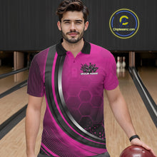 Load image into Gallery viewer, Custom Pink Flame Bowling Jerseys, Bowling Team Men Polo Shirt Bowlers Outfit IPHW11315