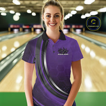Load image into Gallery viewer, Custom Purple Flame Bowling Jerseys, Bowling Team Women Polo Shirt Bowlers Outfit IPHW11316