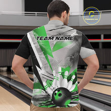 Load image into Gallery viewer, Custom Green And Gray Geometric Bowling Jerseys Bowling Team Quarter-Zip Shirts For Men IPHW9510