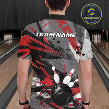 Load image into Gallery viewer, Custom Grunge Red Bowling Polo Shirts For Men, Vintage Bowling Team Shirts IPHW9511