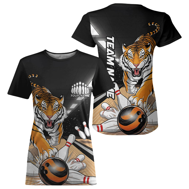 Custom Tiger Bowling T-Shirts For Women, Tiger Bowling Team Bowler Outfits IPHW7980