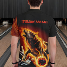 Load image into Gallery viewer, Custom Fire Flaming Wolf Bowling Polo Shirts For Men, Wolf Bowling Tournament Shirt IPHW8427