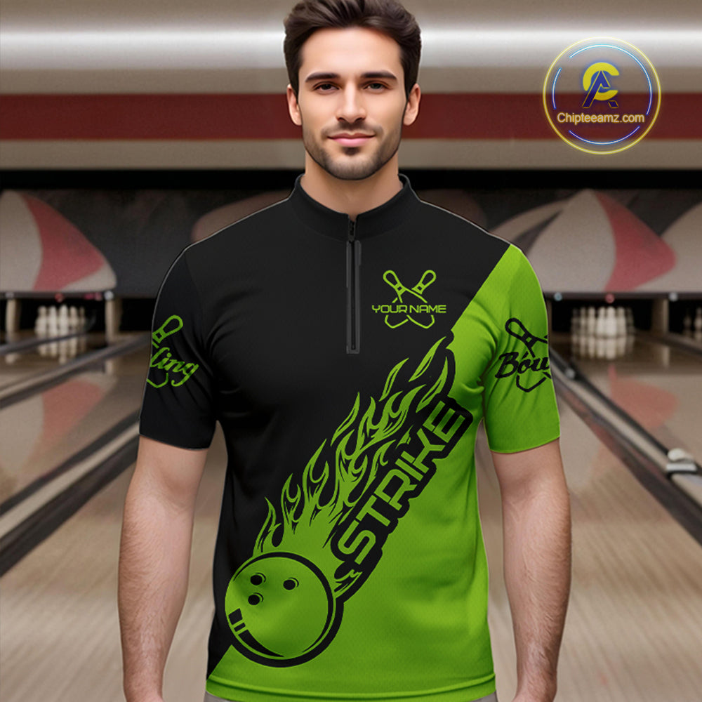 Custom Bowling Shirts For Men And Women, Bowling Team Shirts Bowling Strike | Green IPHW4291