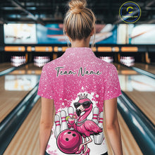Load image into Gallery viewer, Sassy Classy Flamingo Queen Custom Women Bowling Polo Shirt, Glamorous Bowlers Outfit IPHW11025