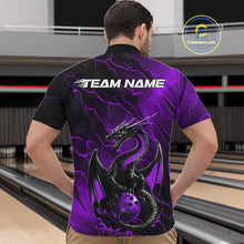 Load image into Gallery viewer, Custom Purple Lightning Dragon Bowling Quarter-Zip Shirt For Men, Dragon Bowling Team Jersey IPHW9902