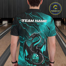 Load image into Gallery viewer, Custom Blue Lightning Dragon Bowling Polo Shirt For Men, Dragon Bowling Team Jersey IPHW9903