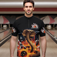 Load image into Gallery viewer, Custom Flame Cobra Snake Bowling Team Quarter-Zip Shirts For Men, Bowling Tournament Outfit IPHW8667