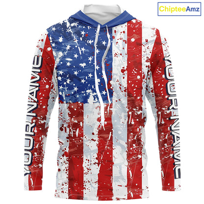 American Flag Custom Long Sleeve Uv Protection Fishing Shirts, Patriotic Fishing Jersey IPHW6851