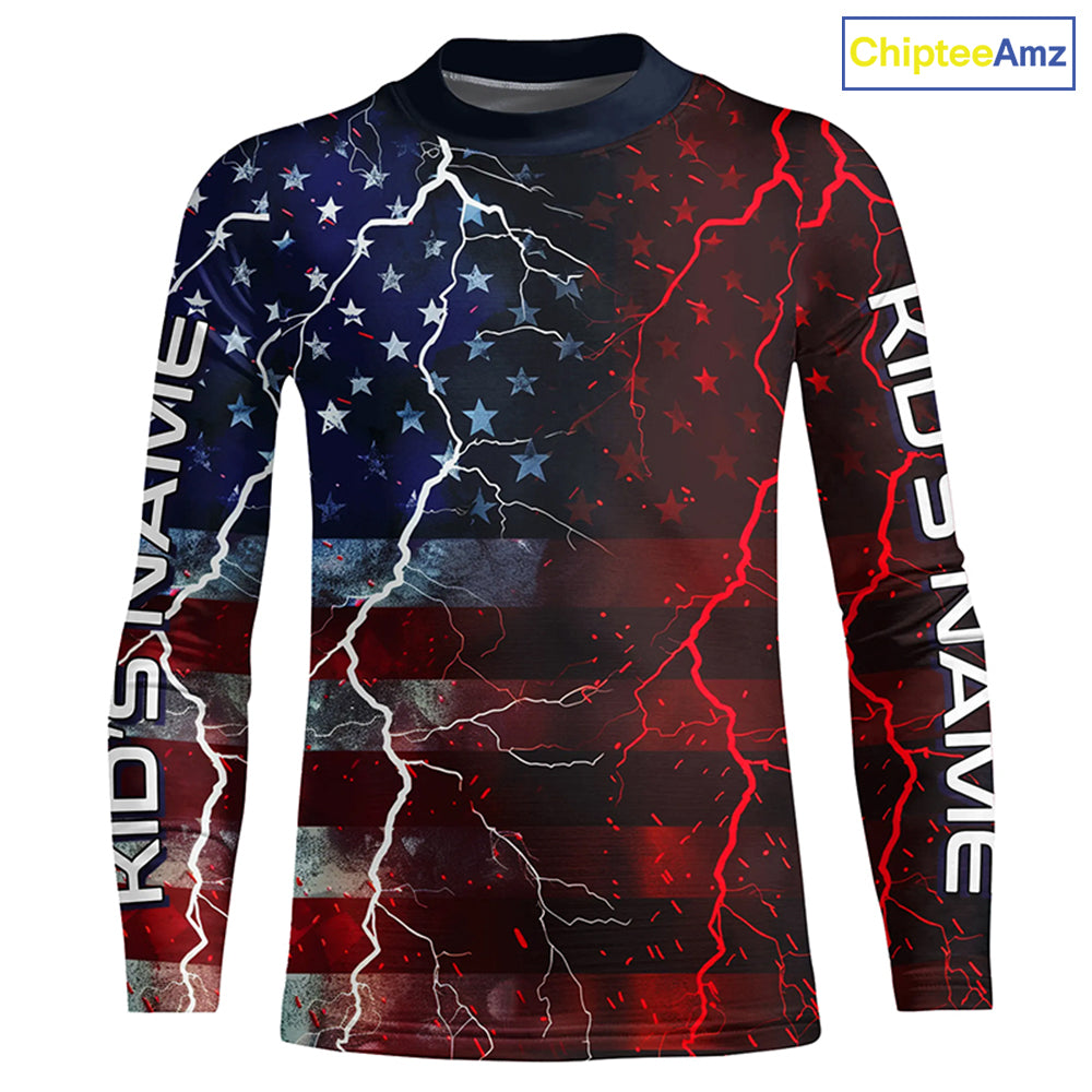 American Flag Custom Long Sleeve Uv Protection Fishing Shirts, Patriotic Fishing Jersey IPHW6852