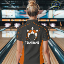 Load image into Gallery viewer, Custom Black And Orange Classic Bowling Women Quarter-Zip Shirt, Bowling League Shirt IPHW9913