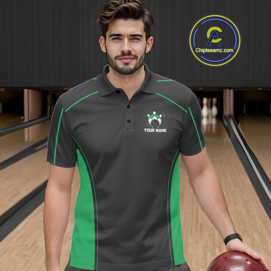 Custom Shamrock Green Classic Bowling Team Polo Shirt For Men, Bowling League Shirt IPHW9914