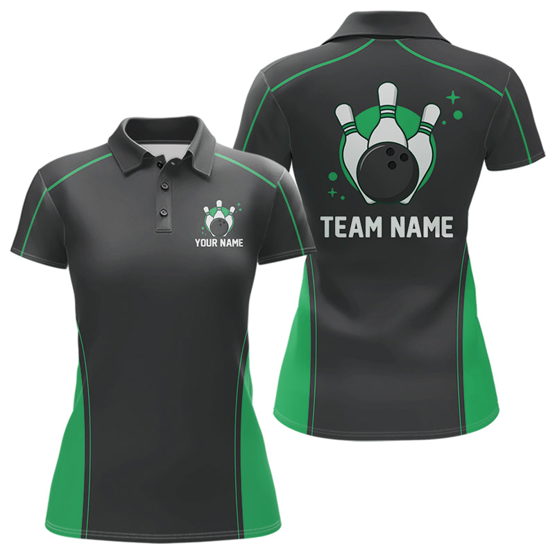 Custom Shamrock Green Classic Bowling Team Polo Shirt For Women, Bowling League Shirt IPHW9914