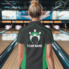 Load image into Gallery viewer, Custom Shamrock Green Classic Bowling Team Women Quarter-Zip Shirt, Bowling League Shirt IPHW9914