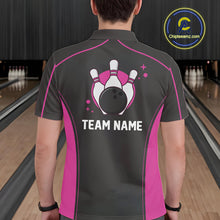 Load image into Gallery viewer, Custom Black And Pink Classic Bowling Team Polo Shirt For Men, Bowling League Shirt IPHW9915