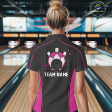 Load image into Gallery viewer, Custom Black And Pink Classic Bowling Team Women Quarter-Zip Shirt, Bowling League Shirt IPHW9915