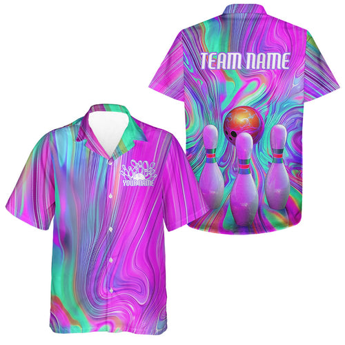 Custom Colorful Bowling Shirts For Men, Galaxy Colors Bowling Team Shirt Bowler Outfits IPHW7998