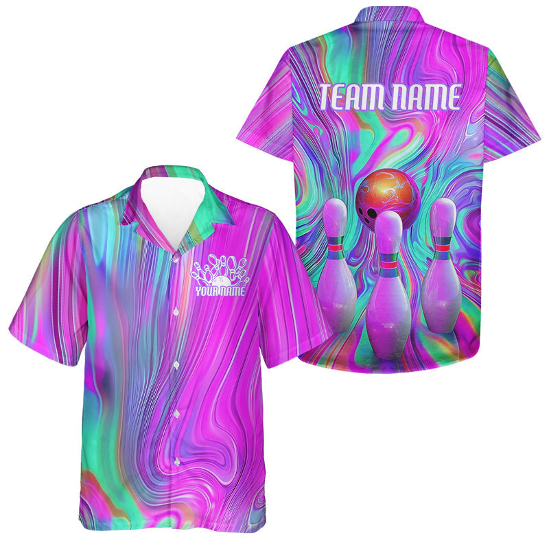 Custom Colorful Bowling Shirts For Men, Galaxy Colors Bowling Team Shirt Bowler Outfits IPHW7998