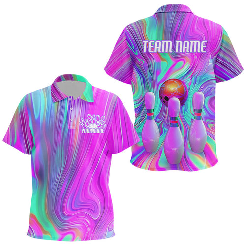 Custom Colorful Bowling Shirts For Kid, Galaxy Colors Bowling Team Shirt Bowler Outfits IPHW7998