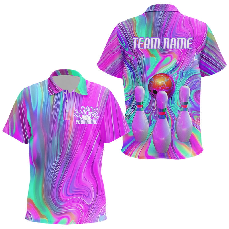 Custom Colorful Bowling Shirts For Kid, Galaxy Colors Bowling Team Shirt Bowler Outfits IPHW7998