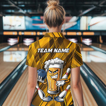 Load image into Gallery viewer, Custom Funny Beer Bowling Women Quarter-Zip Shirts For Bowlers, Beer And Bowling Jerseys IPHW8932
