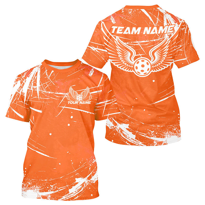 Custom Orange Pickleball Wings T-Shirts For Men, Pickleball Tournament Team IPHW8215