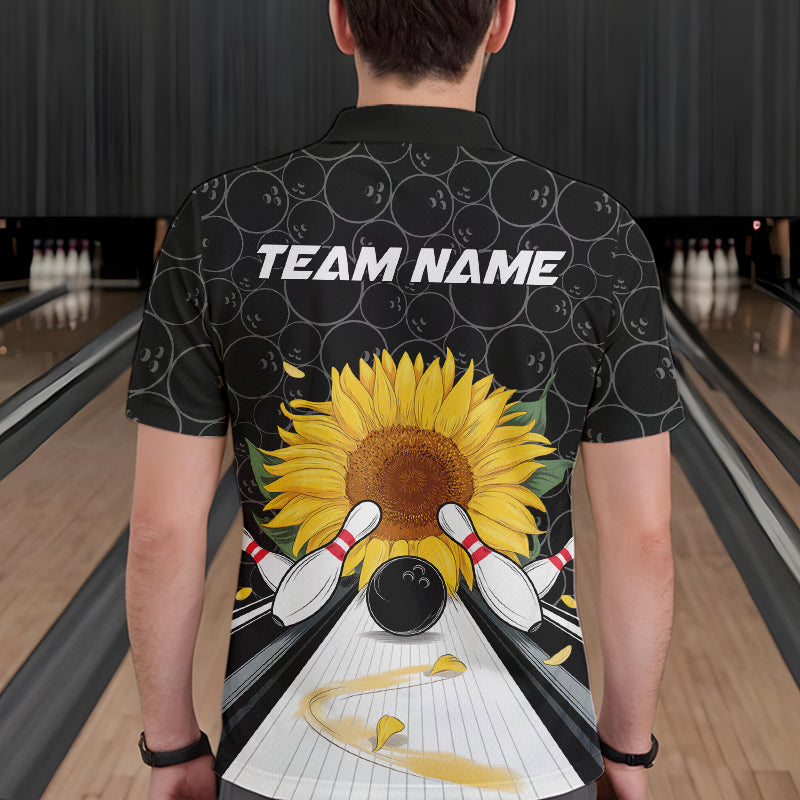 Custom Sunflower Bowling Polo Shirts For Men, Sunflower Bowling Team Jerseys IPHW8436