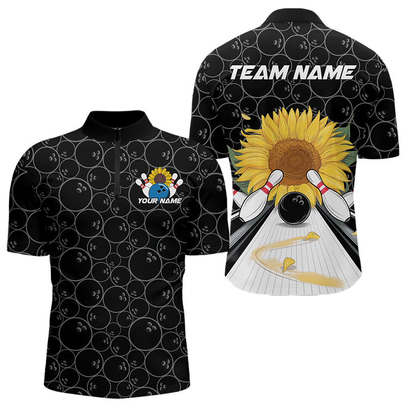 Custom Sunflower Bowling Quarter-Zip Shirts For Men, Sunflower Bowling Team Jerseys IPHW8436