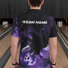 Load image into Gallery viewer, Custom Purple Flame Eagle Bowling Polo Shirts For Men, Ealge Bowling Team Shirt With Name IPHW8448