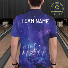 Load image into Gallery viewer, Custom Purple And Blue Galaxy Bowling Team Shirts For Men, Sparkling Sky Bowling Jerseys IPHW10530