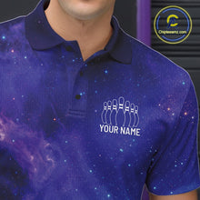 Load image into Gallery viewer, Custom Purple And Blue Galaxy Bowling Team Shirts For Men, Sparkling Sky Bowling Jerseys IPHW10530
