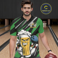 Load image into Gallery viewer, Custom Funny Green Bowling Jerseys Bowling And Beer Men Polo Shirts, Bowling Jerseys IPHW10534