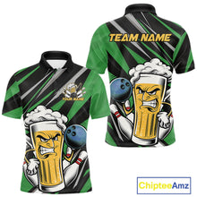Load image into Gallery viewer, Custom Funny Green Bowling Jerseys Bowling And Beer Men Polo Shirts, Bowling Jerseys IPHW10534
