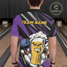 Load image into Gallery viewer, Custom Funny Purple Bowling Jerseys Bowling And Beer Men Polo Shirts, Bowling Jerseys IPHW10535