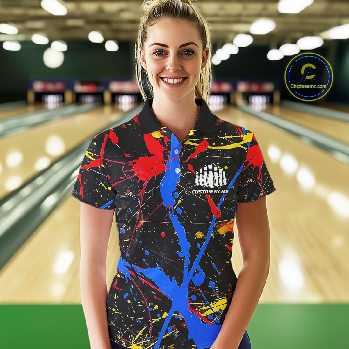 Personalized Colorful Bowling Shirts For Women, Custom Name Bowling Team Jerseys IPHW6181